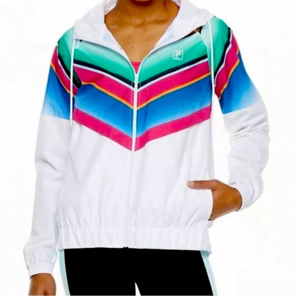 Vintage Fila Sport Women's Multicolor Windbreaker Jacket Size M